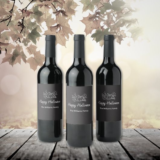 Rustieke schoolbord Eenvoudige Halloween Party Pom Wijn Etiket