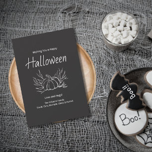Rustieke schoolbord Eenvoudige Pompoen Happy Hallo Feestdagenkaart
