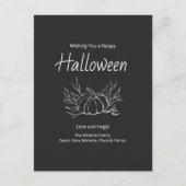 Rustieke schoolbord Eenvoudige Pompoen Happy Hallo Feestdagenkaart (Voorkant)