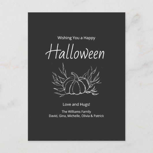 Rustieke schoolbord Eenvoudige Pompoen Happy Hallo Feestdagenkaart (Voorkant)