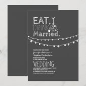 Rustieke schoolbord eet Drink en trouwen bruiloft Kaart (Voorkant / Achterkant)