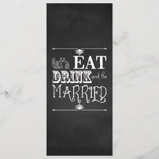 Rustieke schoolbord Eet Drink Trouwen Trouwen Menu (Achterkant)