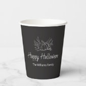 Rustieke schoolbord Happy Halloween Eenvoudige Pom Papieren Bekers (Achterkant)