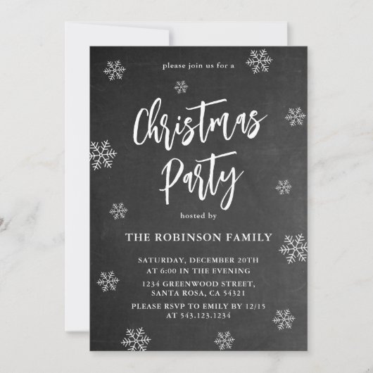 Rustieke schoolbord Snowflake kerstfeest Kaart (Voorkant)