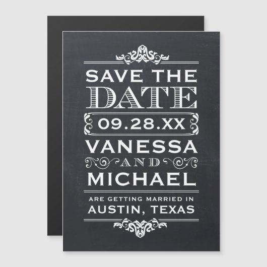 Rustieke schoolbord typografie Save the Date (Voorkant / Achterkant)