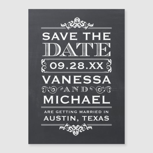 Rustieke schoolbord typografie Save the Date (Voorkant)