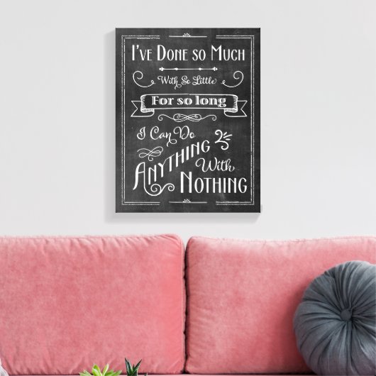 Rustieke schoolbordtypografie Levensbevestiging Canvas Afdruk (Insitu (Woonkamer))