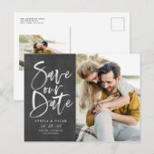 Rustieke schoolborstel kalligrafie Save Our Date Aankondigingskaart (Voorkant / Achterkant)