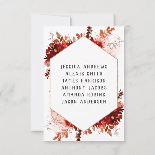 Rustieke schoonheid bloem omlijst tafelkaartje sto kaart (Achterkant)