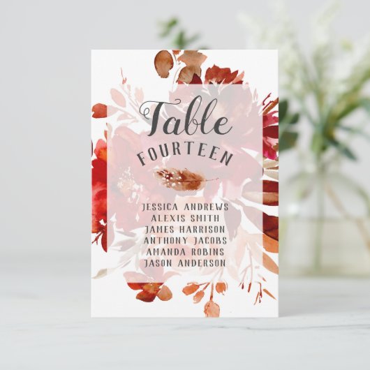 Rustieke Schoonheid Bloemencollage Tafelnummeraand Kaart (Staand voorkant)