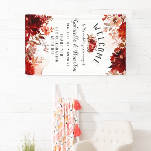 Rustieke schoonheid bloemengrens chique bruiloft w spandoek (Insitu)