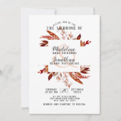 Rustieke schoonheid Boho Chic Herfstkrans Bruiloft Kaart (Voorkant)