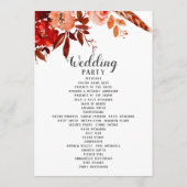 Rustieke schoonheid Floral Boho chique huwelijksce Programmakaart (Achterkant)