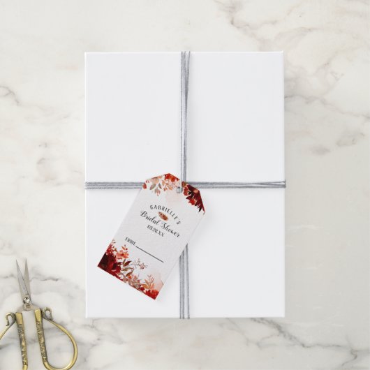 Rustieke schoonheid Floral Border Bruids Display D Cadeaulabel (Met Touw)