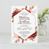 Rustieke schoonheid Floral Hexagon bruiloft uitnod Kaart (Staand voorkant)