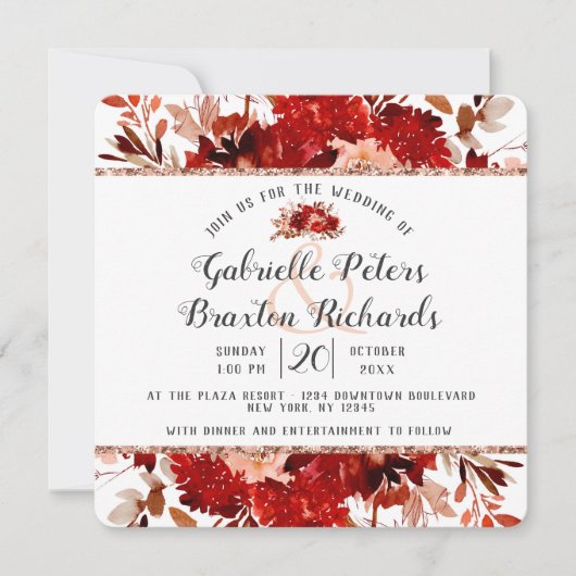 Rustieke schoonheid Floral ingelijst bruiloft uitn Kaart (Voorkant)