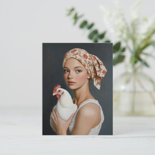Rustieke schoonheid met kip briefkaart (Staand voorkant)