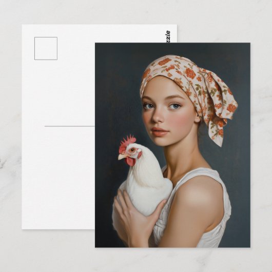 Rustieke schoonheid met kip briefkaart (Voorkant / Achterkant)