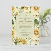 Rustieke schoonheid Zonnebloem Botanische bruiloft Kaart (Staand voorkant)
