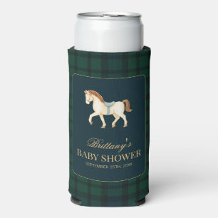 Rustieke Schotse Plaid Paard Baby Shower Seltzer Blikjeskoeler