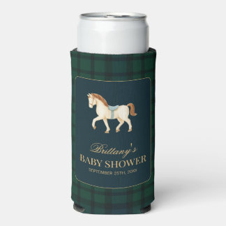 Rustieke Schotse Plaid Paard Baby Shower Seltzer Blikjeskoeler