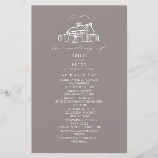 Rustieke schuur Amethist grijs Boerderij bruiloft (Voorkant)