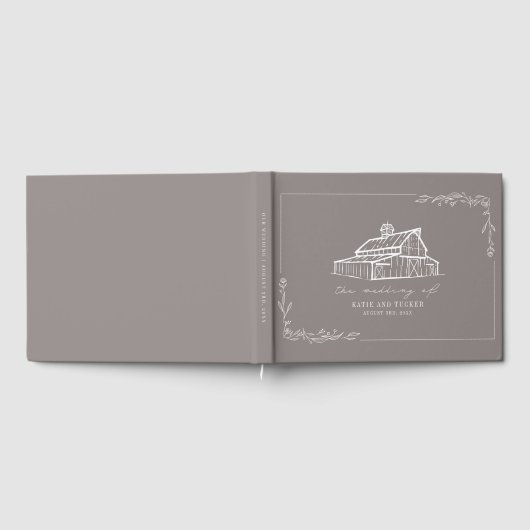 Rustieke schuur Amethist grijs Boerderij bruiloft  Gastenboek (Volledig)