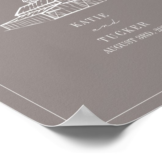 Rustieke schuur Amethist Grijs Herfst Bruiloft Wel Poster (Hoek)