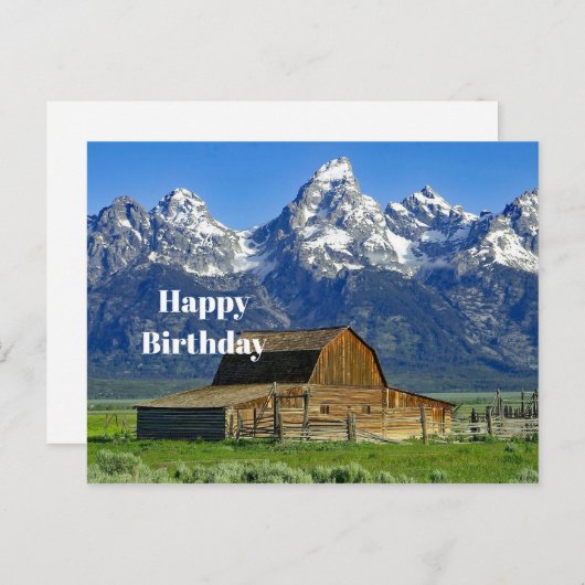 Rustieke schuur berglandschap foto verjaardag briefkaart (Voorkant / Achterkant)