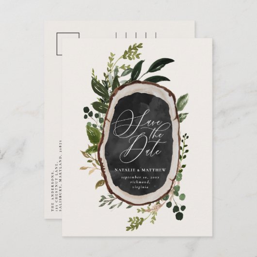 Rustieke schuur boerderij herfst elegante bruiloft aankondigingskaart (Voorkant / Achterkant)