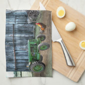 Rustieke schuur Boerderij Truck Tractor Hen Theedoek (Quarter Fold)
