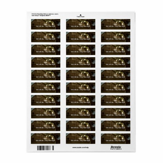 Rustieke schuur & boomverlichting bruiloft Adreset Etiket (Full Sheet)
