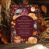 Rustieke schuur Bourgondische herfstlantaarn bloem Kaart