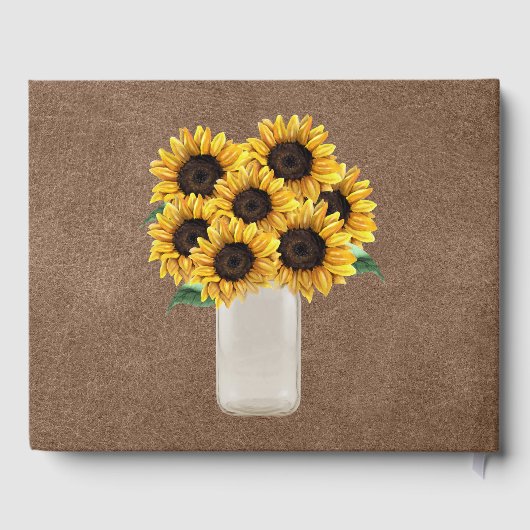 Rustieke schuur bruiloft burlap Mason Jar Zonneblo Gastenboek (Achterkant)