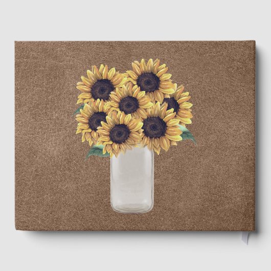 Rustieke schuur bruiloft burlap Mason Jar Zonneblo Gastenboek (Achterkant)