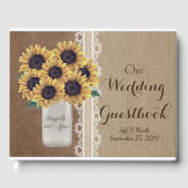 Rustieke schuur bruiloft burlap Mason Jar Zonneblo Gastenboek (Voorkant)