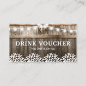 Rustieke schuur bruiloft gratis Drinken voucher Visitekaartje (Voorkant)
