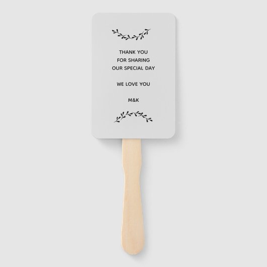 Rustieke schuur bruiloft hand fans handwaaier (Achterkant)