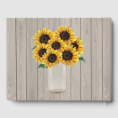 Rustieke Schuur Bruiloft Hout Mason Jar Zonnebloem Gastenboek (Achterkant)