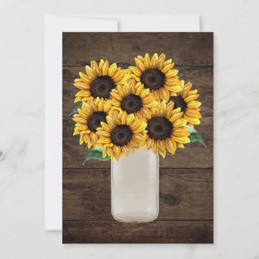 Rustieke schuur bruiloft hout metselaar zonnebloem kaart (Achterkant)
