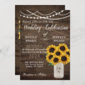 Rustieke schuur bruiloft hout metselaar zonnebloem kaart (Voorkant / Achterkant)