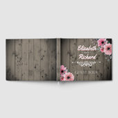 Rustieke schuur bruiloft hout roze bloemen gastenboek (Volledig)