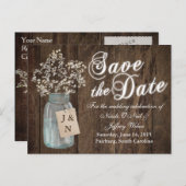 Rustieke schuur bruiloft houten metselaars pot bab aankondigingskaart (Voorkant / Achterkant)