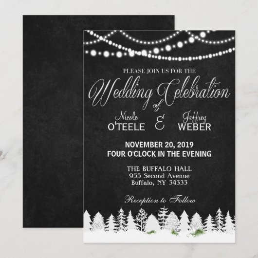 Rustieke schuur bruiloft schoolbord winter Kerstmi Kaart (Voorkant / Achterkant)