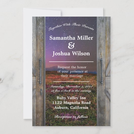 Rustieke schuur deuren bruiloft kaart (Voorkant)