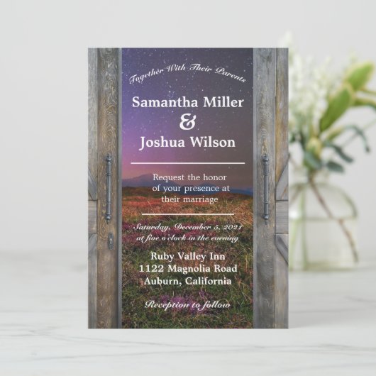 Rustieke schuur deuren bruiloft kaart (Staand voorkant)