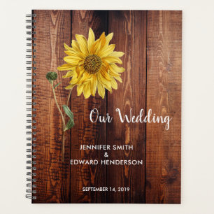 Rustieke schuur donker hout zonnebloem bruiloft pl planner