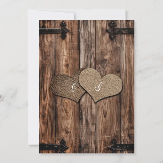 Rustieke Schuur Door Beige Witte Burlap Lace Weddi Kaart (Achterkant)