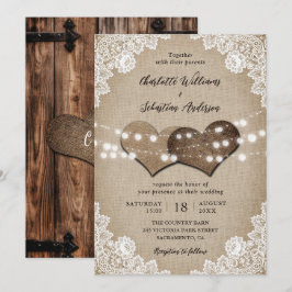 Rustieke Schuur Door Beige Witte Burlap Lace Weddi Kaart