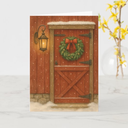 Rustieke Schuur Door Kerst Kaart (Gele Bloem)